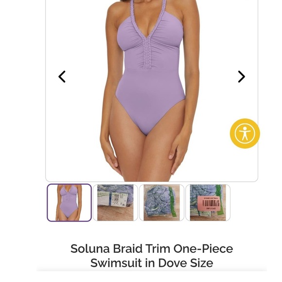 Soluna Swim Other - Soluna Braid Trim One-Piece Swimsuit Dove Purple Braided Maillot  XL